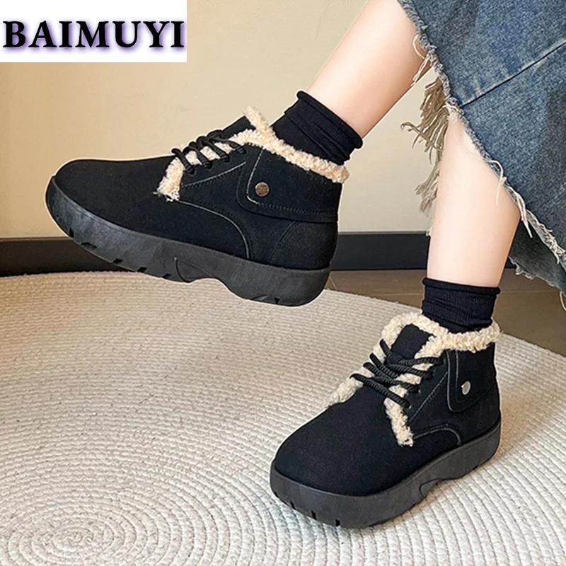 Меховые балетки на платформе женские зимние ботильоны теплая обувь 2025 тренд повседневные прогулочные кроссовки для походов зимние короткие плюшевые женские ботинки