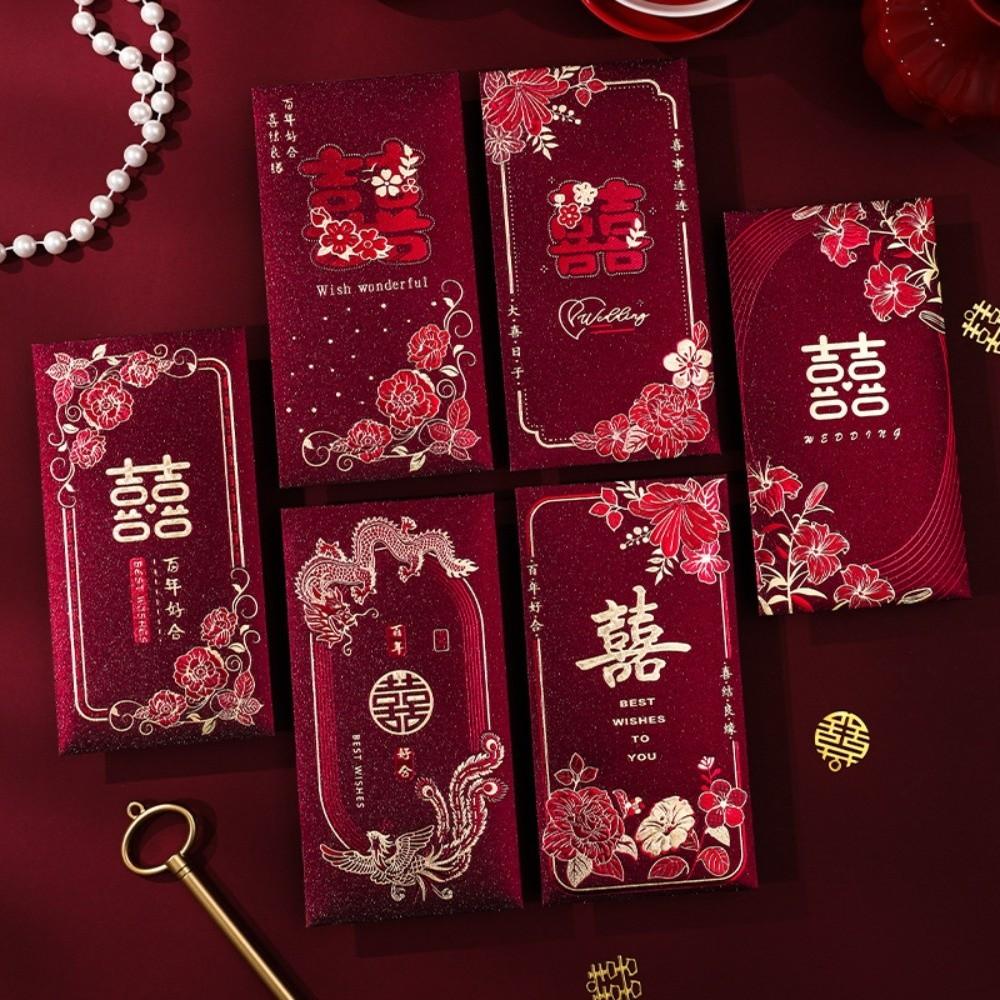 Chinese Horse Year New Year Red Envelope Hard Paper Hot Gold Chinese Money Envelopes Thickened 6Pcs Mixed Lucky Red Bag Children