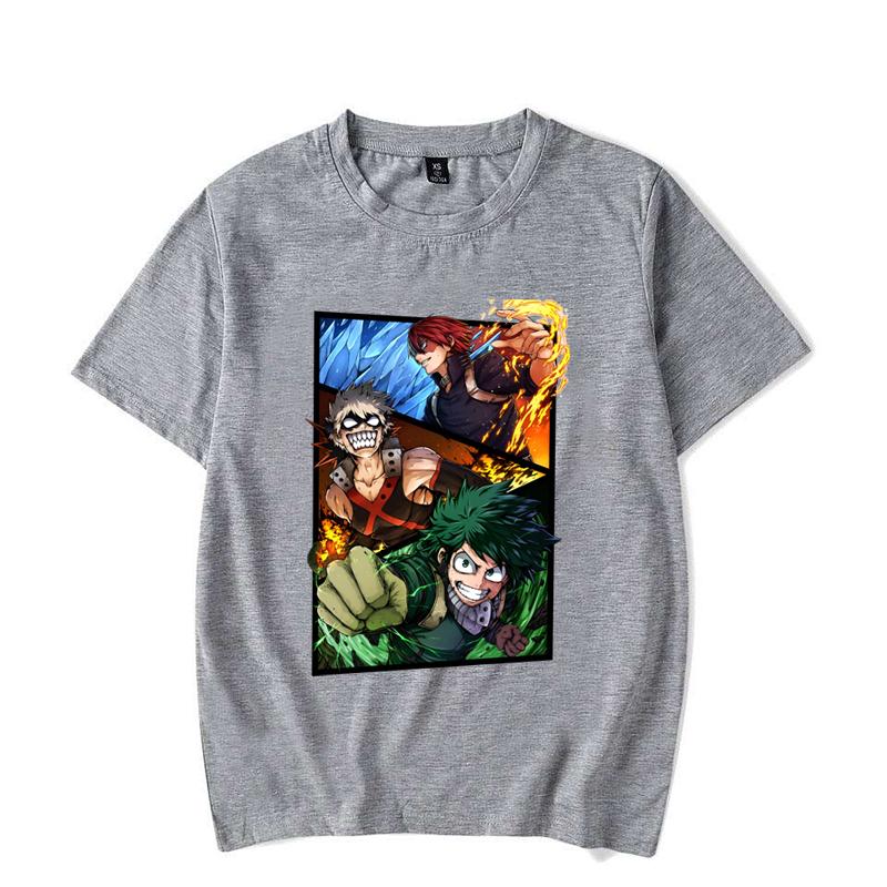 Hot Anime Deku Bakugou Katsuki Todoroki Shoto Print T-Shirt Women Men Loose Short Sleeve Round Neck Top Unisex Casual Shirt Tee