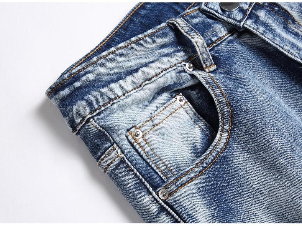 Европейские мужские джинсы с вышивкой «Синяя кобра» облегающего кроя