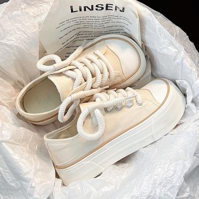 Холщовая обувь весна-осень для женщин на открытом воздухе женские туфли на плоской подошве повседневная обувь на платформе спортивная дышащая 2024 пошив новая женская обувь