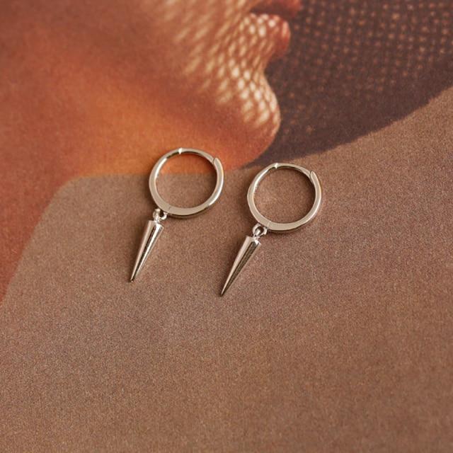 100% 925 пробы серебро маленькие круглые золотые молнии циркониевые серьги-кольца клипсы для женщин Pendientes геометрические
