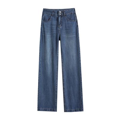 Теннисные джинсовые брюки широкого покроя для женщин с высокой талией, утягивающие и тонкие, свисающие, летние, новые свободные прямые брюки из ледяного шелка