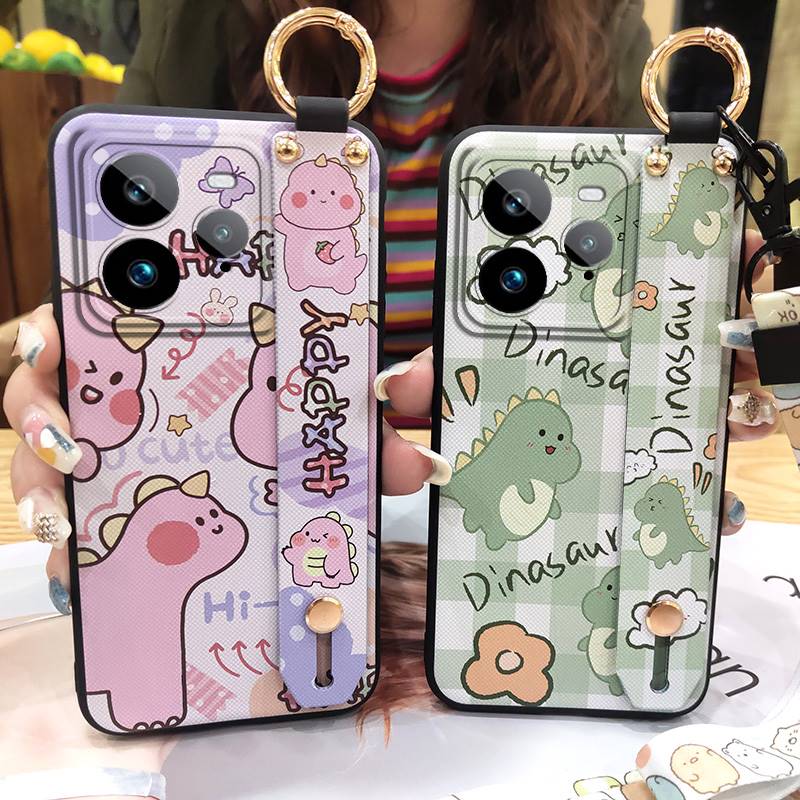 Kickstand Anti-dust Phone Case For Realme GT7 Pro Soft Case Cute Silicone Protective Cartoon Fashion Design Ring Lanyard