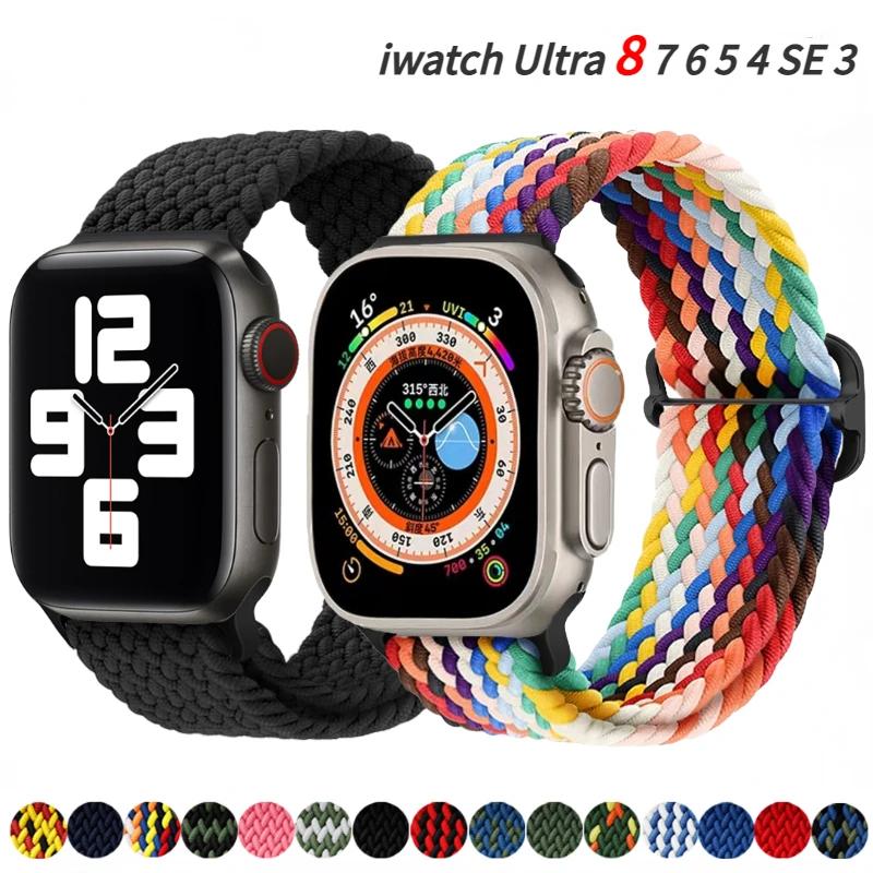 Нейлоновый ремешок-петля для Apple Watch Ultra 49 мм 46 мм 45 мм 44 мм 42 мм 41 мм 40 мм Эластичный браслет iWatch 10 9 8 7 SE 4 5 6 Ремешок