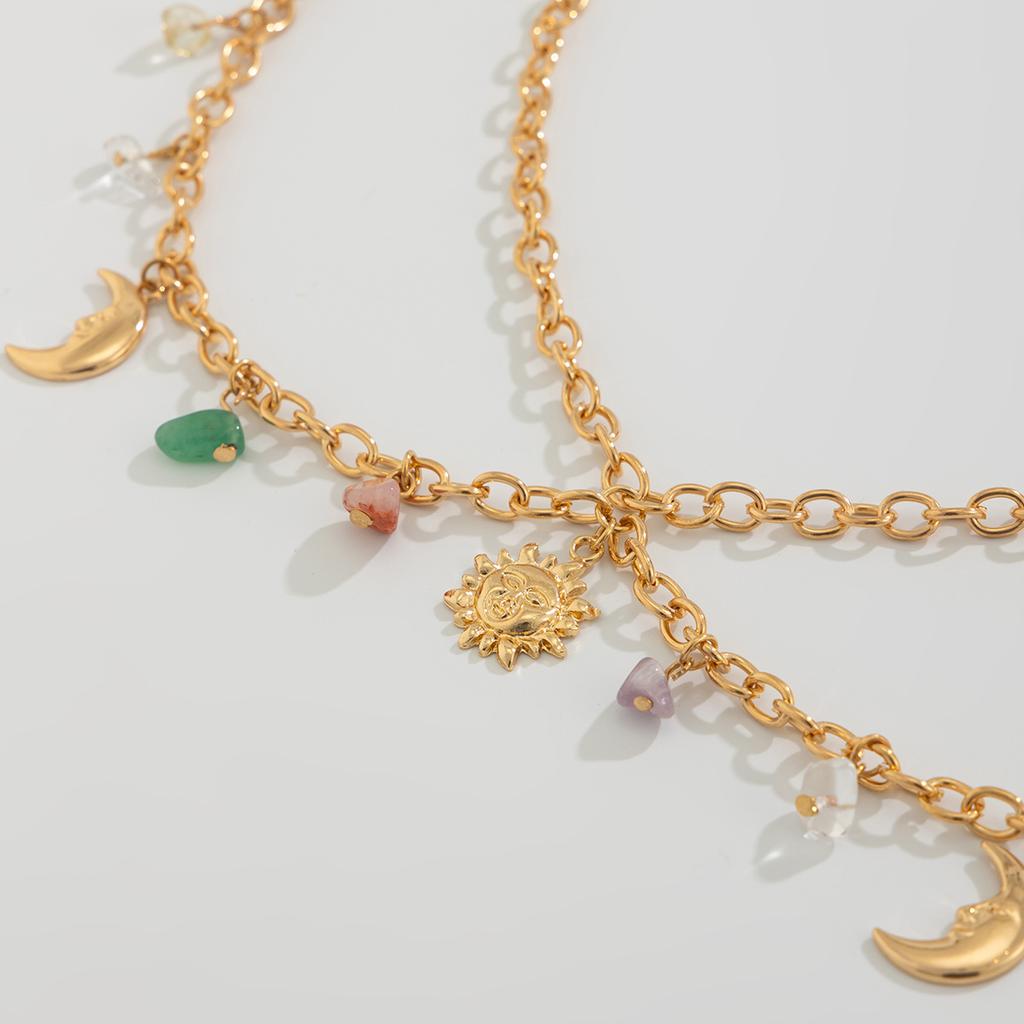 Boho Star Moon Sun Pendant Waist Chain 2025 Women's Simple Gold Metal O-Chain Girls Vacation Beach Fashion Jewelry