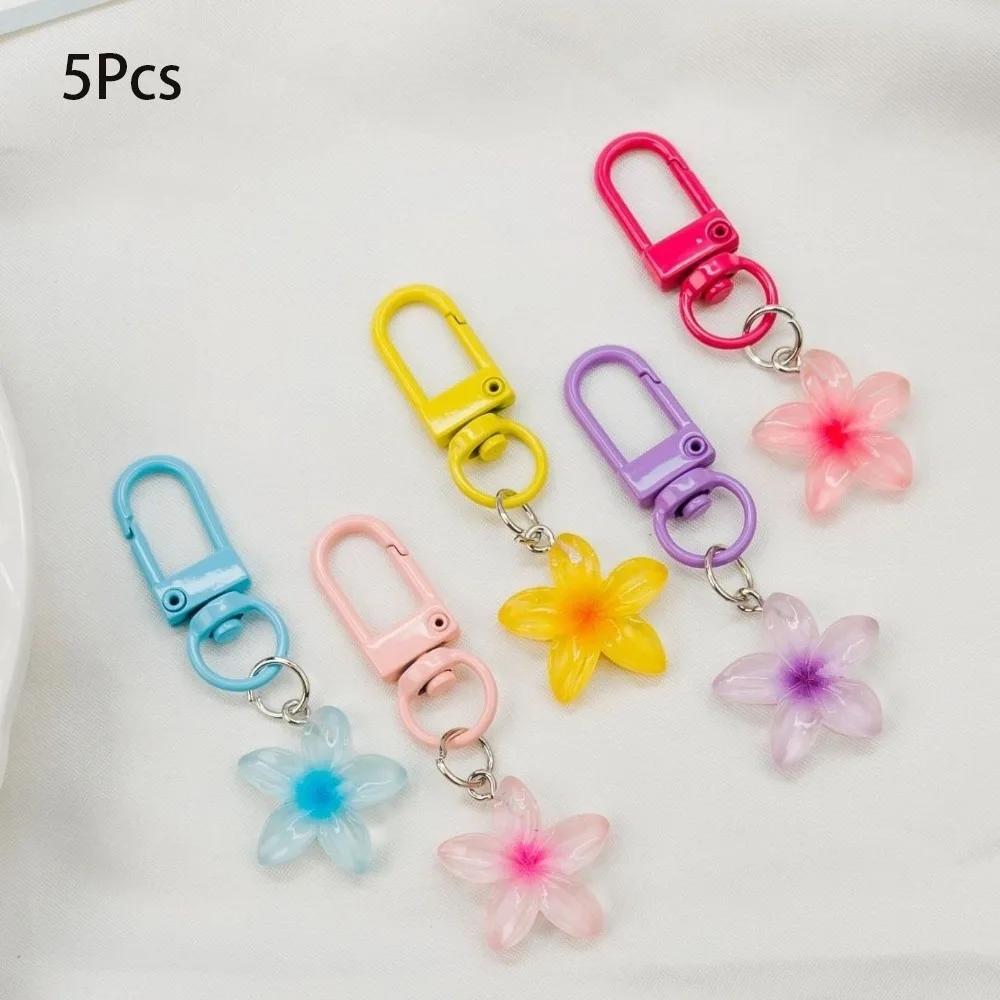 Cute Colorful Flower Pendant Keychains Women Bag Earphone Case Pendant DIY Accessories Car Key Ring Girl Candy Color Key Chains