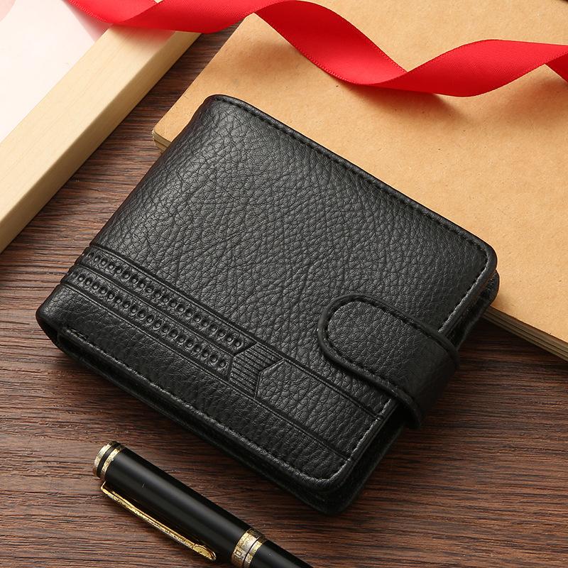 Men's Wallet PU Leather Short Foreign Trade Zipper Buckle Wallet Wallet Change Bag