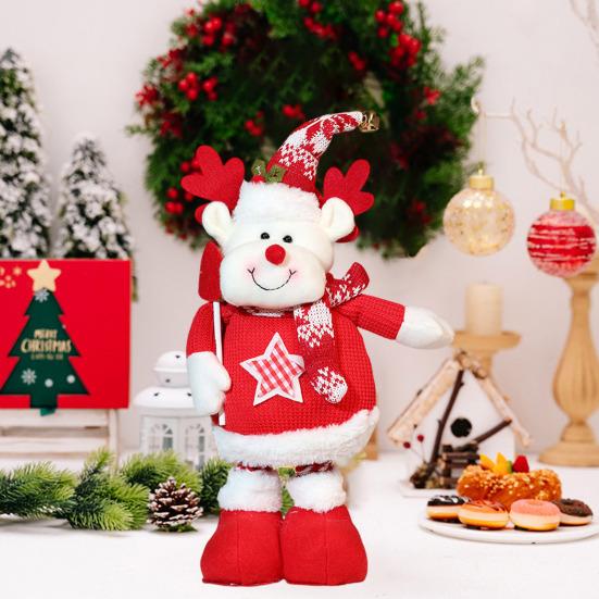 Рождественская кукла, плюшевая игрушка Санта-Клауса, снеговика, лося, с телескопической ногой для рождественского декора для дома, стола, камина, окна, сада
