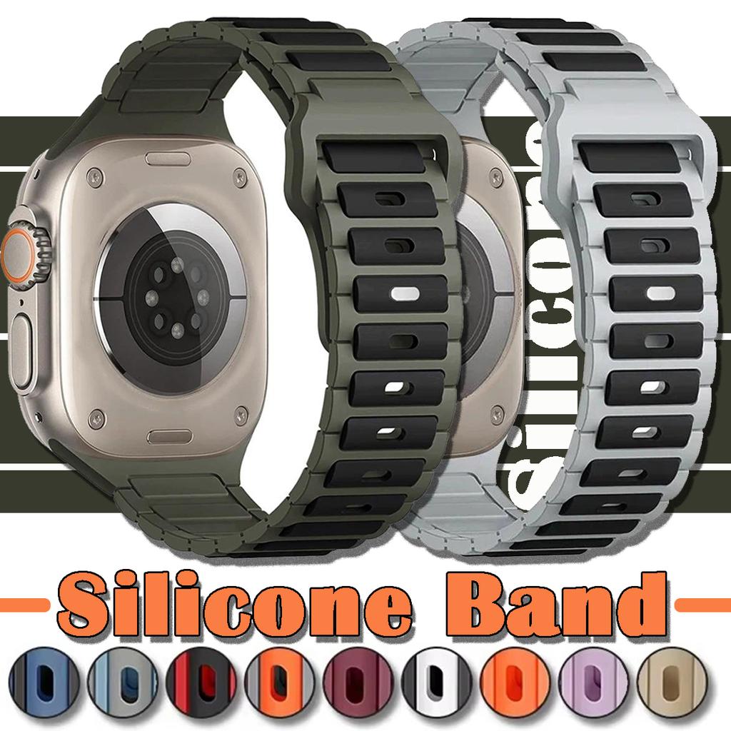 Sport Silicone Band for Apple Watch Straps 45mm 44mm 40mm 42mm 46mm 41mm 49mm 38mm Bracelet for iWatch Series 10 SE 9 8 7 6 5 4 3 Ultra 2 Ultra