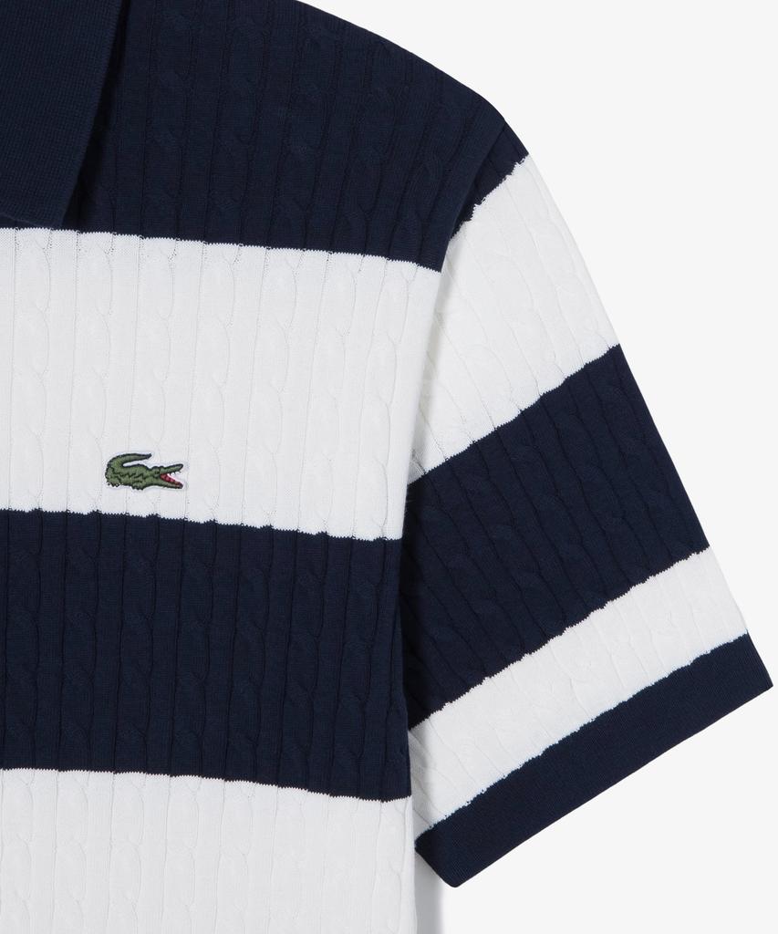 LACOSTE Men'S Cable Short Sleeve Sweater Polo Shirt Ph368E-56G Hde