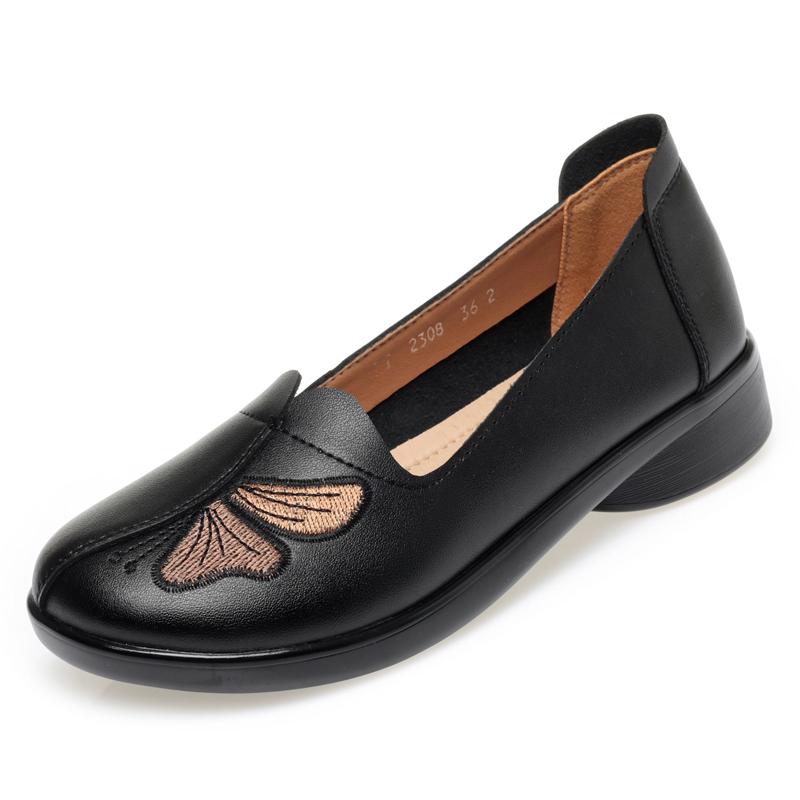 Модные женские балетки AIYUQI 2025 из натуральной кожи, весенняя повседневная обувь, женские слипоны, обувь для мам среднего возраста, нескользящая