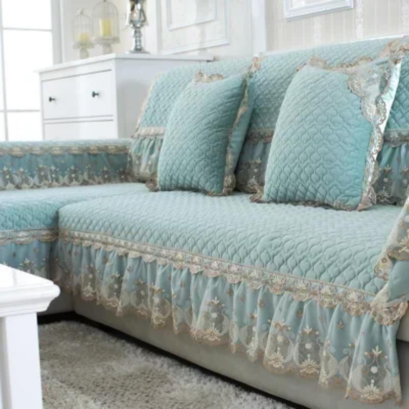 Европейский стиль большой юбка диван коврик четыре сезона короткий плюшевый нескользящий диван чехол простой кружевной однотонный полотенце для спинки