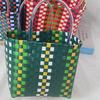 Детская радужная клетчатая плетеная сумка - Летняя сумка своими руками для овощей и фруктов