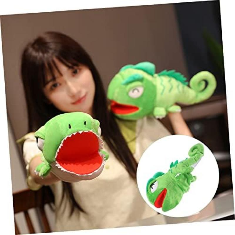 Moving Mouth Hand Puppet, Lizard Plush Hand Puppet Toy for Boys Girls, Early Learning Finger Puppet for Storytelling