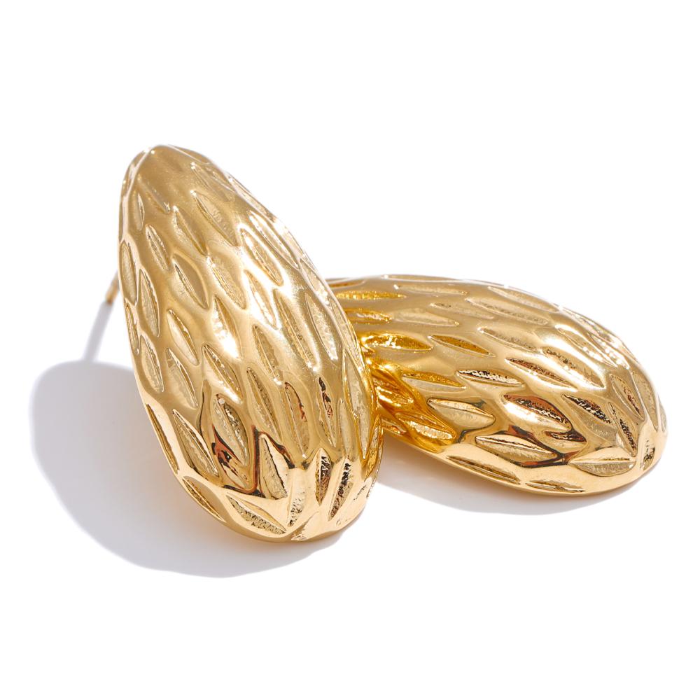 Eetit Stainless Steel Vintage Striped Geometric Stud Earrings for Women Minimalist Daily Wear Statement Jewelry Wholesale