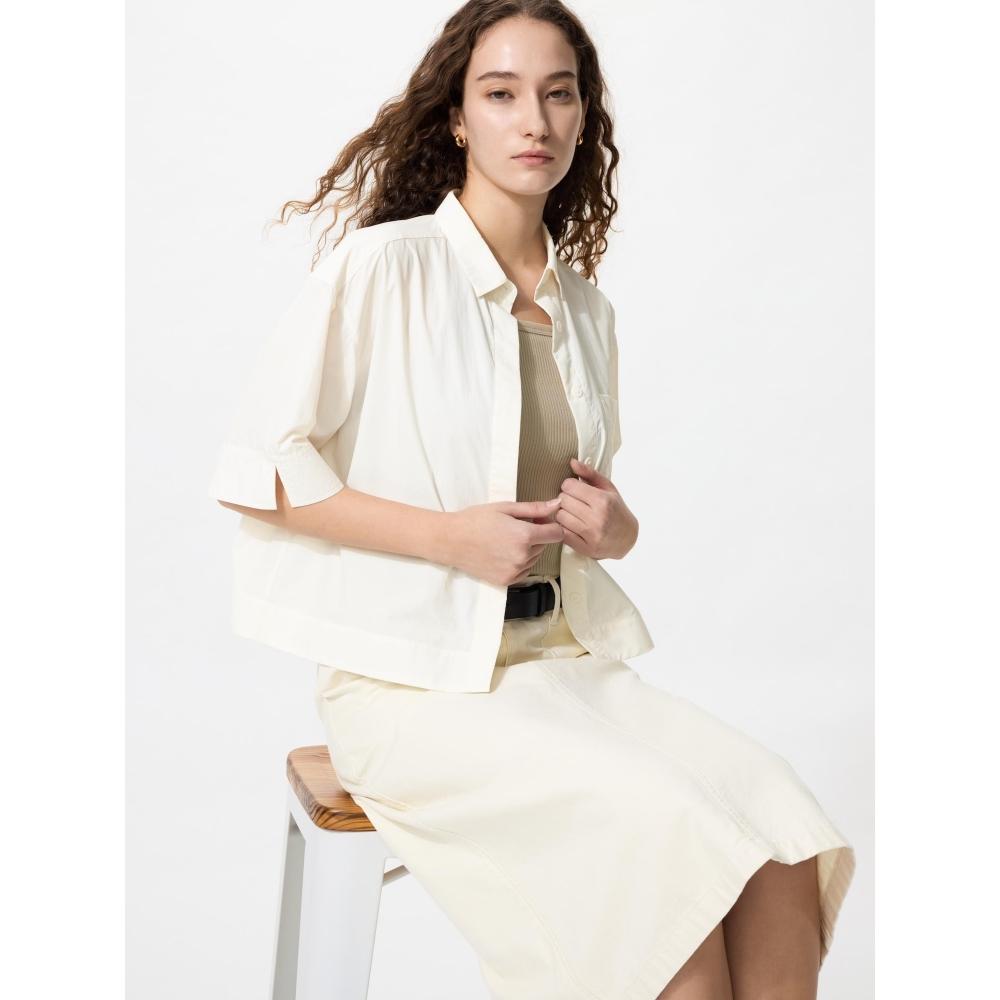 Uniqlo Японская нейлоновая коробчатая короткая рубашка с рукавом 5 минут