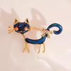 Cute Blue Kitten Brooch, High-End Female Design, Niche Animal Brooch, Anti-Light Pin Buckle With Accessories