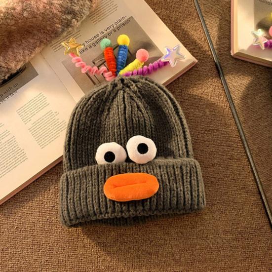 Женская вязаная шапка с дизайном "сосисочный рот", с защитой ушей, теплая шапка, 3D большие глаза, универсальная шапка, зимний аксессуар