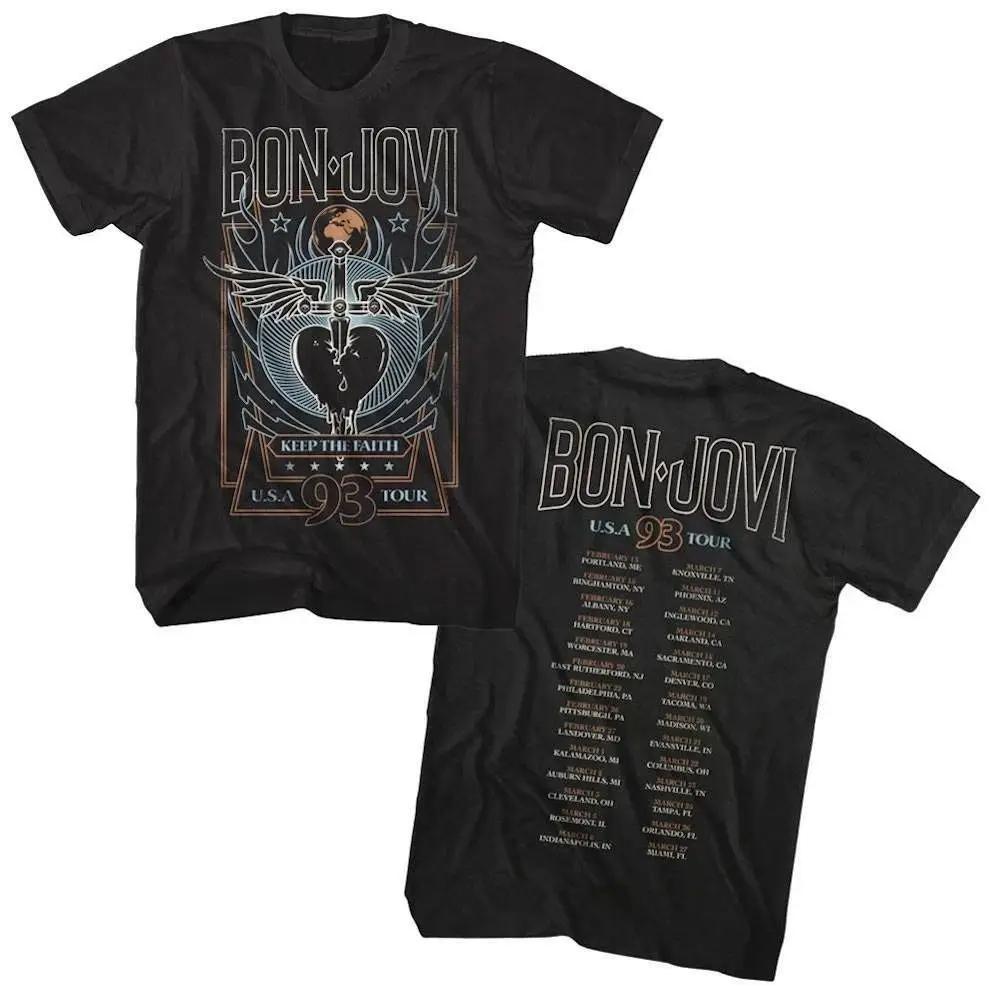 Y2k Top Bon Jovi Keep The Faith USA Tour 1993 Unisexs Shirt Rock Band Album Concert Merch Highend Luxury Is for Both Unisex and Women