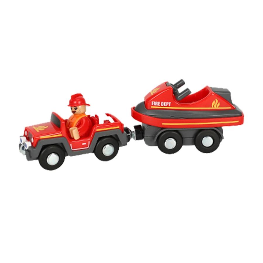 City Electric Locomotive Magnetic Train Diecast Slot Fire Truck Police Cars Fit Brio Wooden Train Railway Track Toys For Kids
