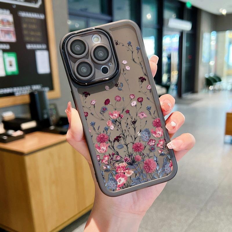 Силиконовый чехол для телефона с цветочным узором для iPhone 16 Pro 15 Pro Max 14 13 12 11, защитный противоударный прозрачный мягкий чехол из ТПУ