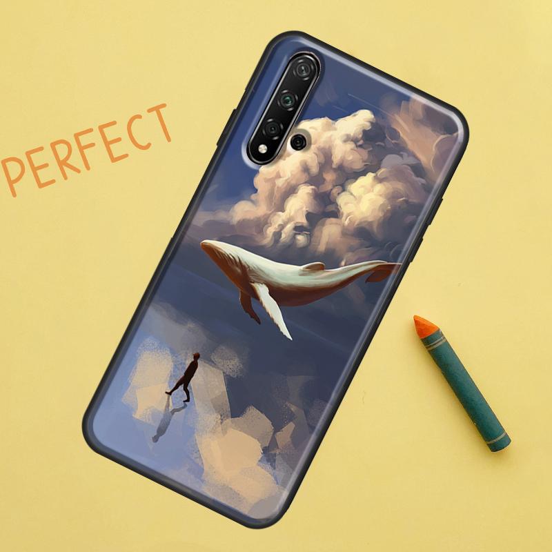 Волшебный чехол 'Летающий кит' для Huawei Nova Y90 Y70 Y61 Y60 9 10 SE Nova 5T 11i 8i 7i 3i P20 P40 P30 Lite P60 Pro