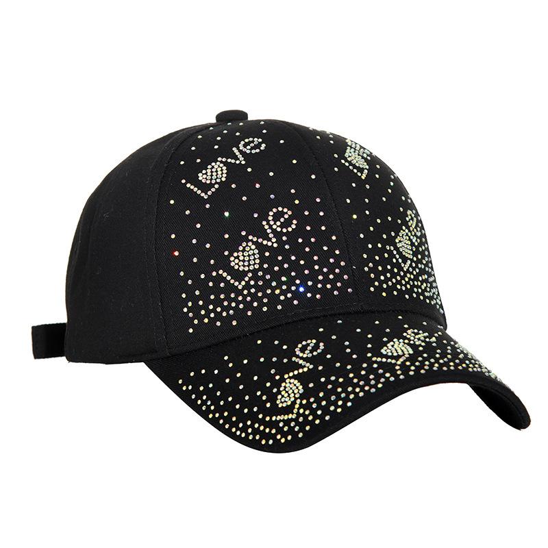 Fashion Hot Diamond LOVE Peaked Cap ins Trendy Face Small Baseball Cap Spring and Autumn Sunscreen Sun Hat