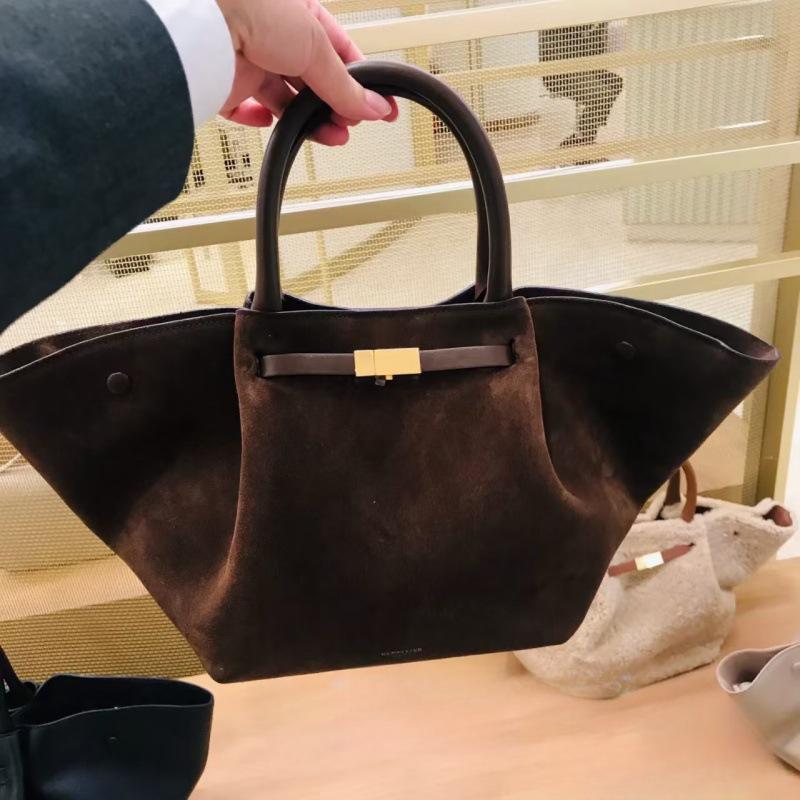 Сумка Demellier из матовой замши с крыльями - Ретро осенне-зимняя ручная сумка и сумка-тоут через плечо