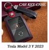 Чехол-накладка на брелок для ключей автомобиля Crazy Horse Leather для Tesla Model 3 Y 2023, обеспечивающий полную защиту.