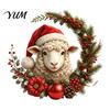 Christmas Theme Bathroom Decor Sheep Toilet Stickers, Self-Adhesive Lamb Lid Decals, Waterproof Garland Stickers Xmas for Tank Tile Home Holiday