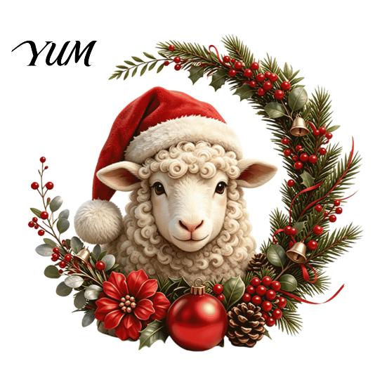 Christmas Theme Bathroom Decor Sheep Toilet Stickers, Self-Adhesive Lamb Lid Decals, Waterproof Garland Stickers Xmas for Tank Tile Home Holiday