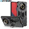 KEYSION Противоударный защитный чехол для Realme 11 Pro + 5G, мягкий силиконовый чехол с кольцом-подставкой для ПК для OPPO Realme Narzo 60 Pro 60 5G