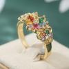 Классическое женское кольцо с инкрустацией разноцветными фианитами, модного золотого цвета, геометрической формы, для повседневного ношения, вечеринок, подарок на годовщину