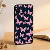 Pink Butterfly Pattern Phone Case Black Silicone Soft For Samsung S25,S24,S21,S22,S23,S30,Ultra,S20,Plus,Fe,Lite
