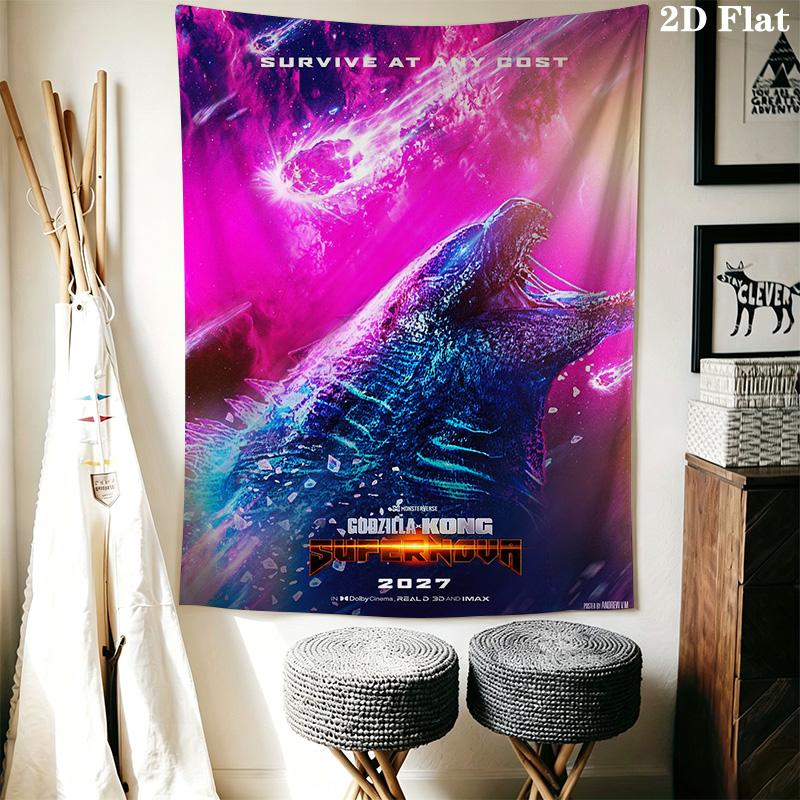 Godzilla Vs Kong Epic Clash Unleashed Tapestry Fashion Print Background Cloth Wall Covering Decoration Atmospheric Background Cloth Wall Decoration