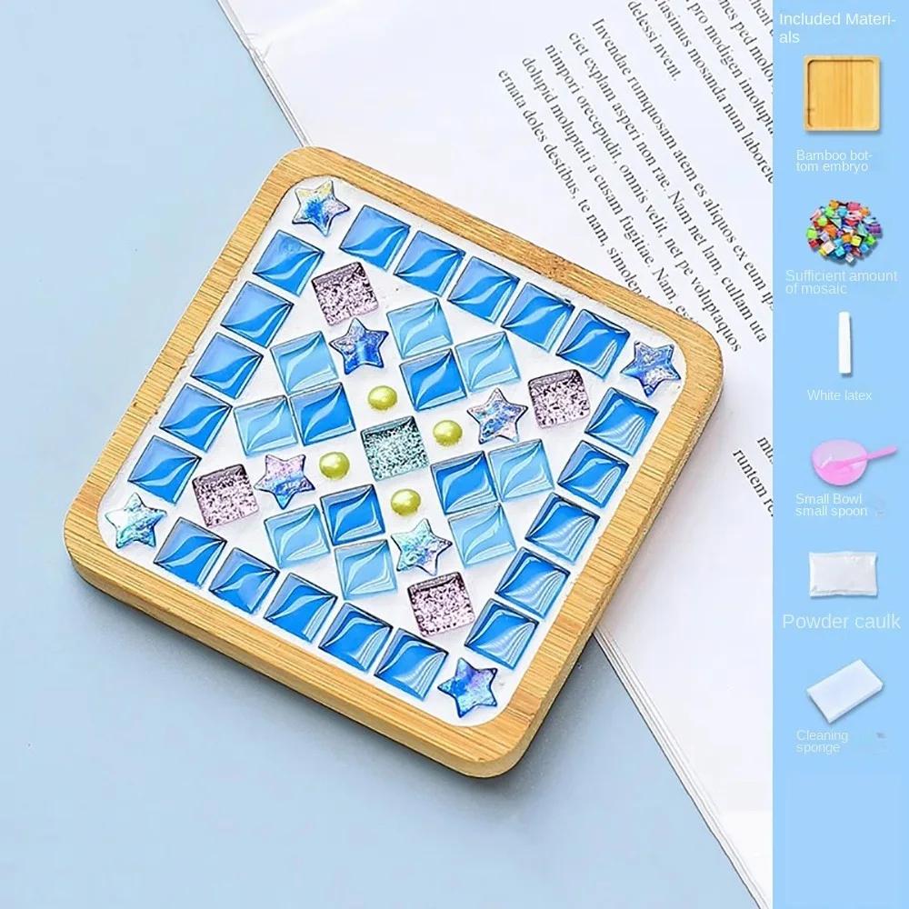 НОВЫЙ Квадратный Круглый DIY Мозаичный Подстаканник Рукоделие Мозаичное Стекло Ручная Работа Подставка Под Чашку Аксессуары Свободное Творчество Бамбуковая Подставка Родитель-Ребенок