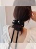 1 Pearl Black Ribbon Headband, Rubber Band, Bow, Versatile and Exquisite Style for Daily Use