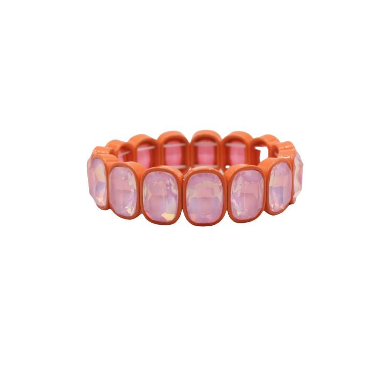 Elegant Geometric Enamel Bracelet With Crystal Accents Women Alloy Fashion Jewelry