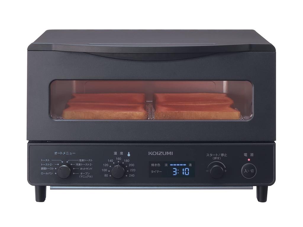 Koizumi Toaster Oven 1225W Temperature Adjustment Browning Adjustment Timer 4 Pieces Hot Sand Mesh Included Black KOS-1236/K