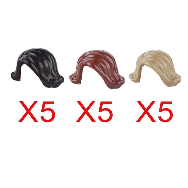 MOC Городские строительные блоки Части тела фигурок Креативные аксессуары Длинные волосы Коричневые Черные Золотые Мини-кирпичики Совместимая игрушка Подарок k030