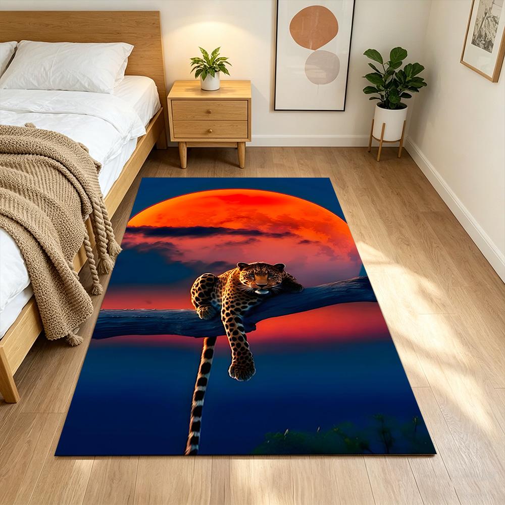 Leopard Emerging From Water Non-Slip Home Carpet Design for Office Decor Living Room Bedroom Gift