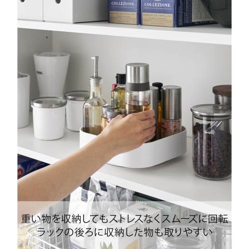 Yamazaki Tower Rotating Storage Rack, Square, White, Approx. W20 X D20 X H6.3cm, Spice Rack, Seasoning Rack, Tray, Tabletop Rack, Product Number: 2198
