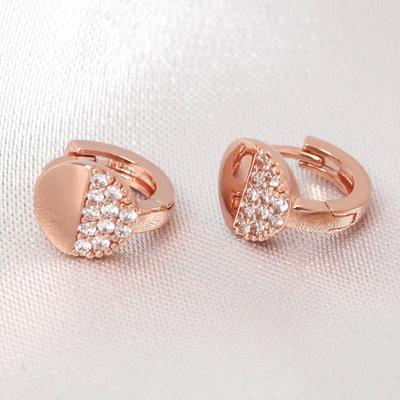 Серьга-кольцо 14 карат с кубическим цирконием, пирсинг, золотая иголка, розовое золото, для повседневного ношения