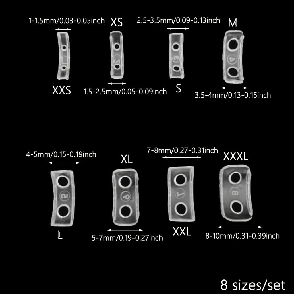 8pcs Plastic Ring Size Adjuster Set - Transparent Ring Adjustment Pad for Fixing Loose Rings - Essential Wedding Ring Reducer