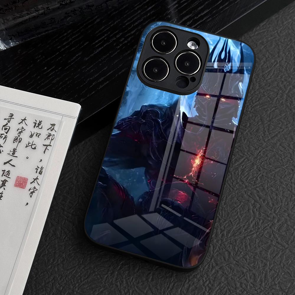 Чехол для телефона World of Warcraft Лич Кинг для iPhone 15 Pro Max 14 Plus 12 Mini 11 13 14 Pro Max Magsafe Беспроводная зарядка Стеклянный чехол