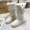 Women's Large Size Belt Buckle Thick Sole Winter Warm Fur One Snow Boots Padded Lined Ankle Boots Non-Slip Hiking Sports Cotton Boots