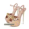 Summer Women Sexy Stiletto Platform Sandals Fashion Luxury Design Pleated Open Toe Extreme High Heel Banquet Party Shoes Size 42