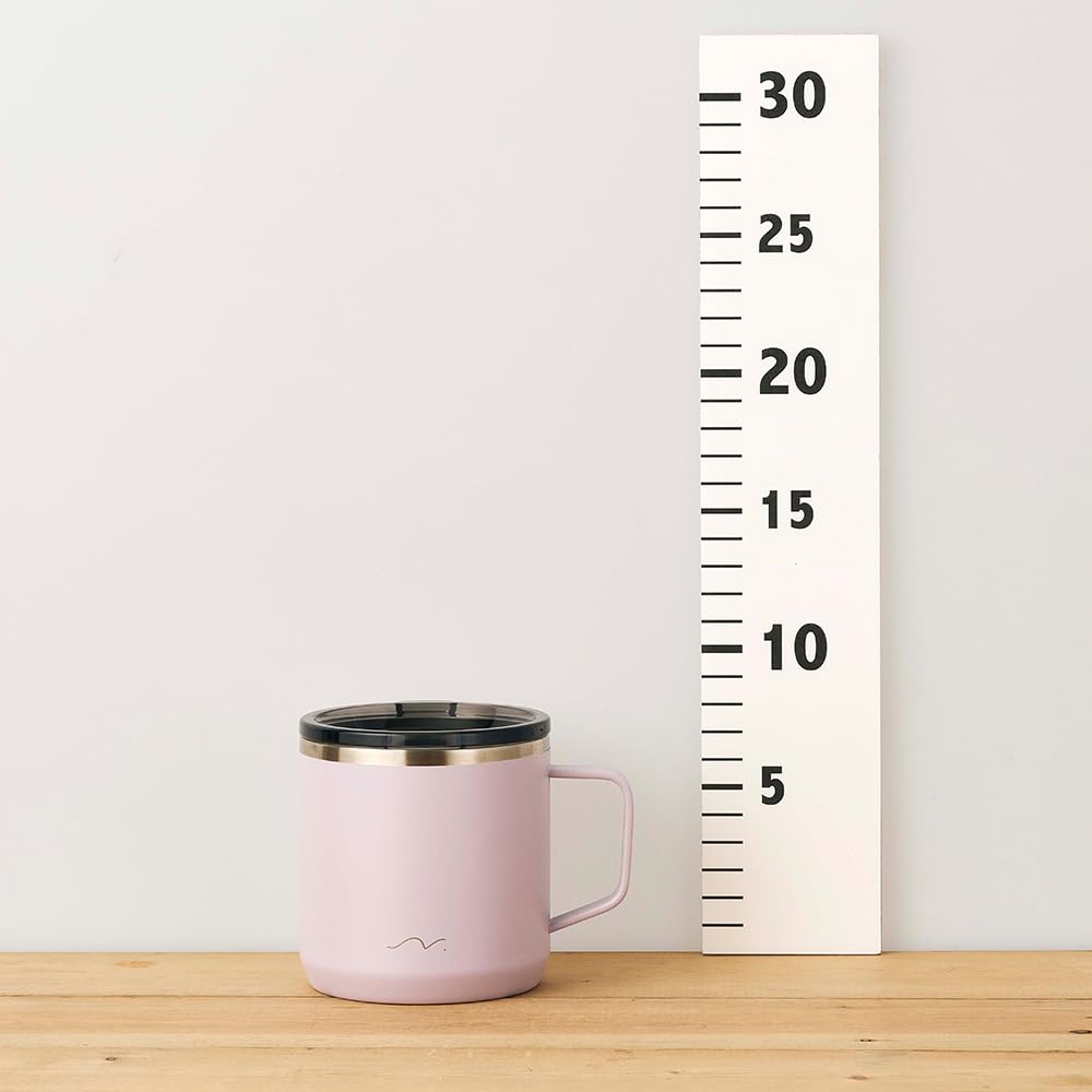 Doshisha's "Nigoro" Mug, 300ml, Vacuum Insulated, Keeps Hot or Cold, with Lid, Stainless Steel, Light Pink, KIND