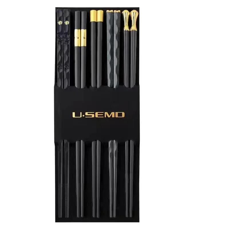 5 пар китайских японских палочек для еды, набор палочек для суши, многоразовые, высокого качества, нескользящие, для еды, лапши, ресторана, кухни, столовых приборов